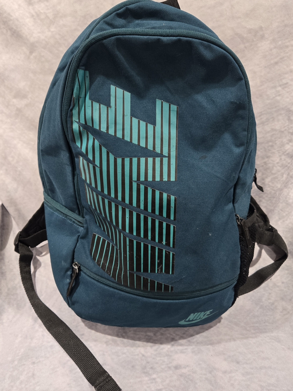 Nike Men's Dark Teal Backpack with Striped Graphic